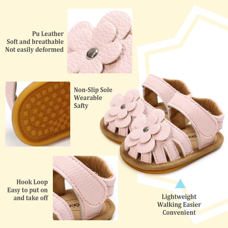 Babelvit Infant Baby Girl Boy Sandals Comfort Premium Summer Outdoor Casual Beach Shoes with Flower Bowknot Anti Slip Rubber Sole Newborn Toddler Prewalker First Walking Shoes - Image 5
